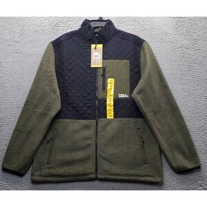 Eddie Bauer Mixed Media Fleece Jacket Mens Medium Multi Quilted Detail Full Zip